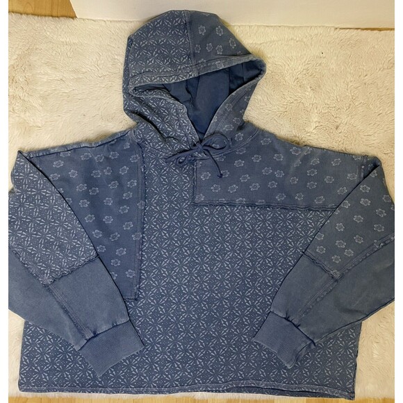 NWT Lucky Brand Patch Batwing Crop Print Hoodie Size Large - Picture 6 of 14